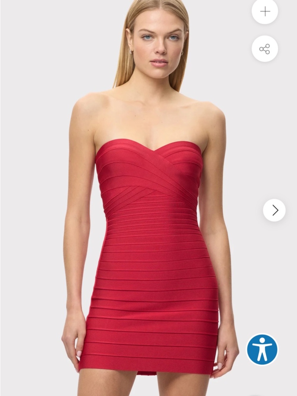 Herve Leger Strapless Red Bandage Mini Dress